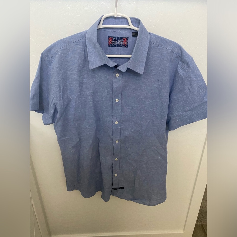 English Laundry Men’s Shirt Large Blue Short Sleeve